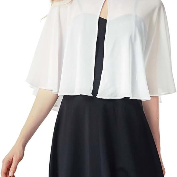 Chiffon Capelet Women's Soft Shawls and Wraps for Evening Dresses, Wedding Forma - Picture 1 of 5